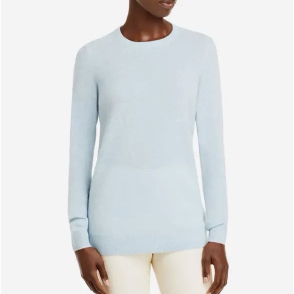 C by Bloomingdale's 2 ply Cashmere Blue Long sleeves Cozy Knit Sweater Size M